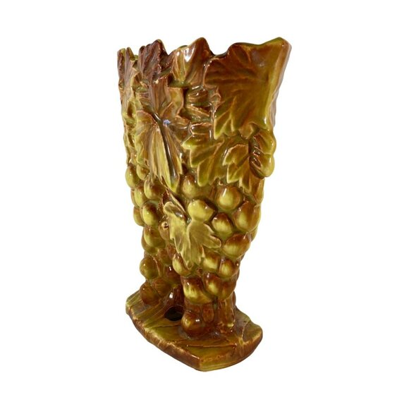 Vintage McCoy Grapes & Leaves Ceramic Double Vase Planter Mid-Century 1950s - Picture 2 of 13